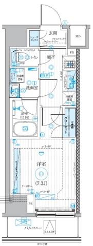 ブライズ大森本町(1K/4階)の間取り写真
