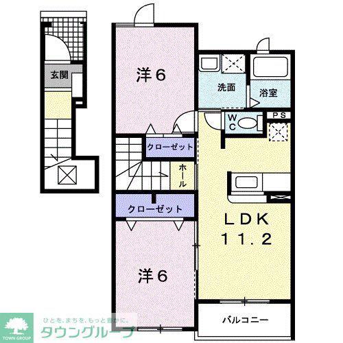 VENITEVENITEI(2LDK/2階)の間取り写真