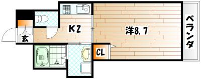 アーリントン(1K/8階)の間取り写真