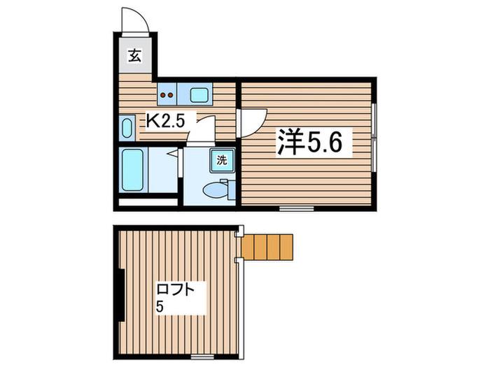 アザーレパッシオ京王稲田堤(1K/2階)の間取り写真