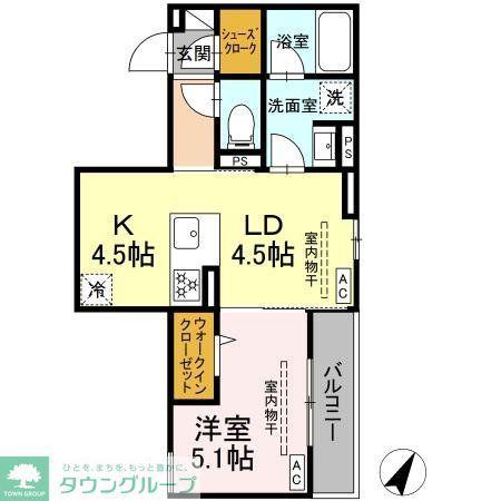テムズフィオーレ(1LDK/3階)の間取り写真