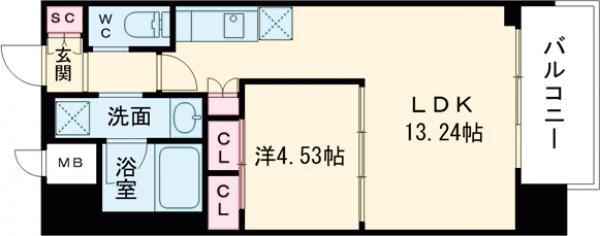 プレジオ永和ASIAN(1LDK/12階)の間取り写真