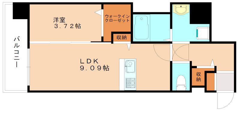 SOLUNA旦過 マーケットプレイス(1LDK/15階)の間取り写真