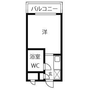 ライオンズマンション三宮(ワンルーム/4階)の間取り写真