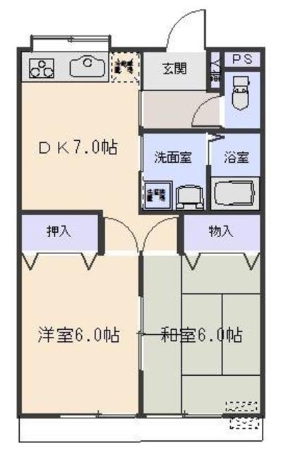 グレース八木(2DK/2階)の間取り写真