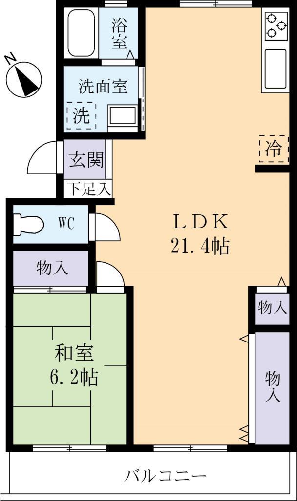 HARUハイツIII(1LDK/2階)の間取り写真