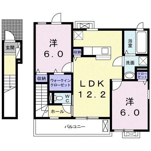 ラッコルタ(2LDK/2階)の間取り写真