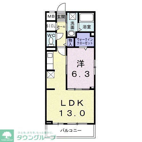 ブルーム(1LDK/3階)の間取り写真