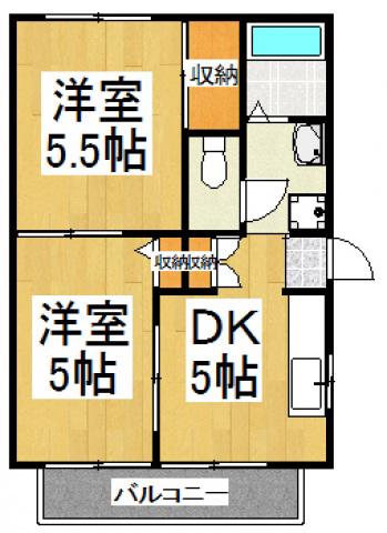 リバーヴィレッジ第三(2K/2階)の間取り写真