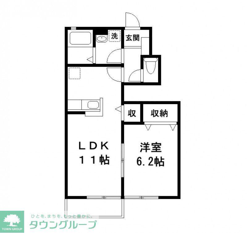 ヴェル・ドミール三枝B(1LDK/1階)の間取り写真