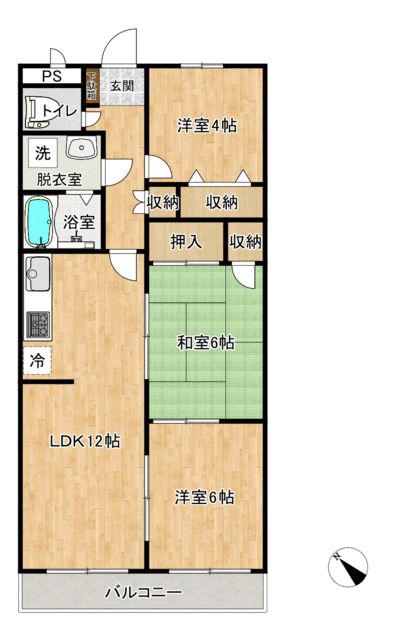 センチュリー東大宮(3LDK/5階)の間取り写真