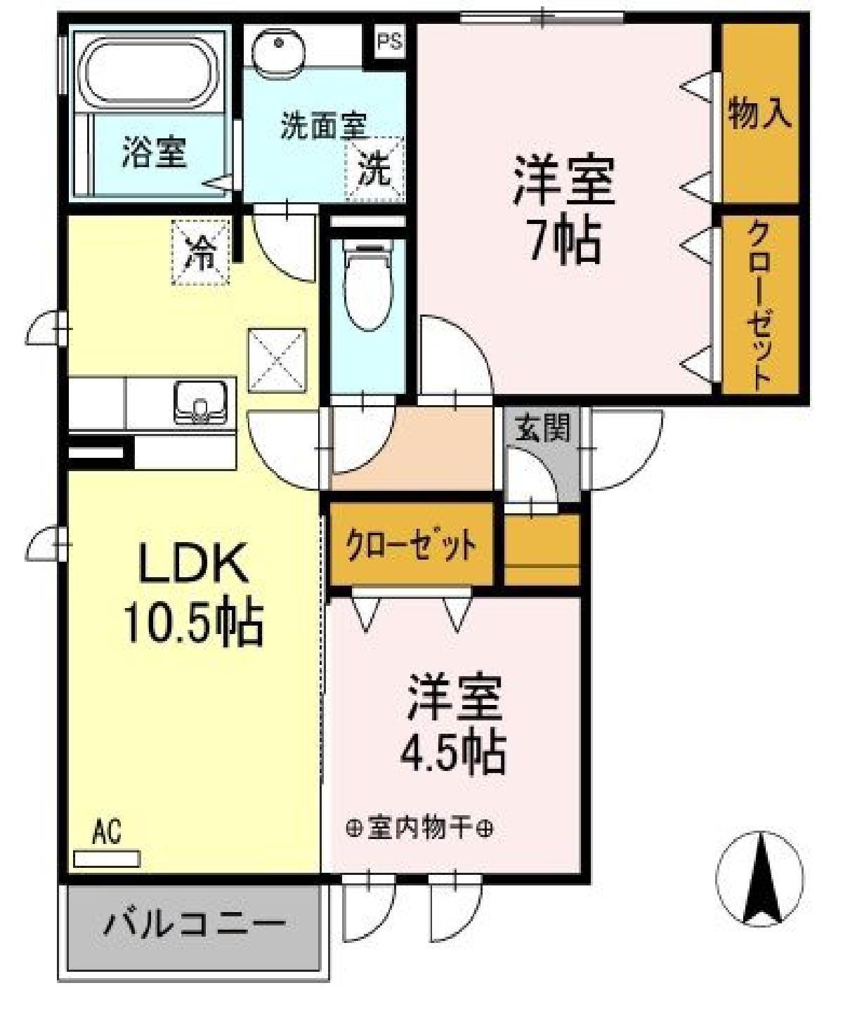 さくらプラザ夢A(2LDK/1階)の間取り写真