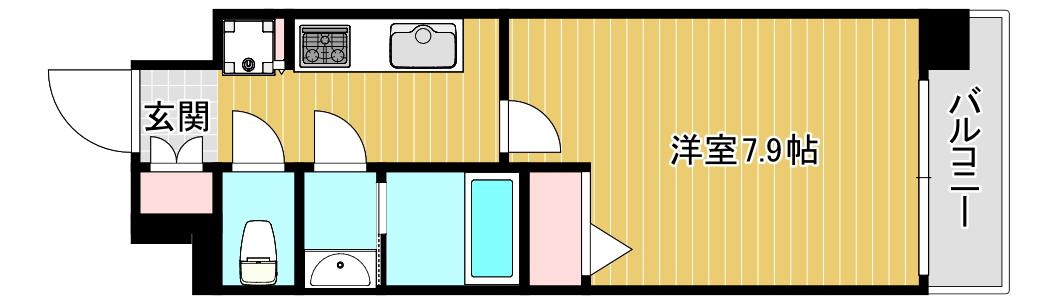ワールドアイ難波南PORTA(1K/8階)の間取り写真