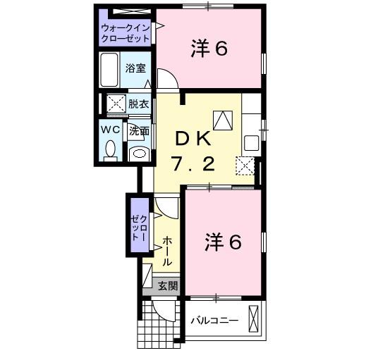 コスモグレイスA(2DK/1階)の間取り写真