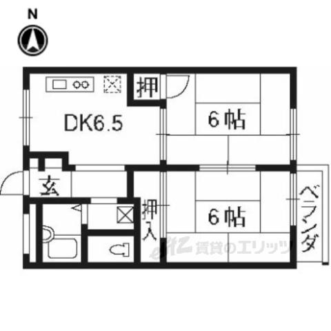 ヴァンベール桂(2DK/3階)の間取り写真