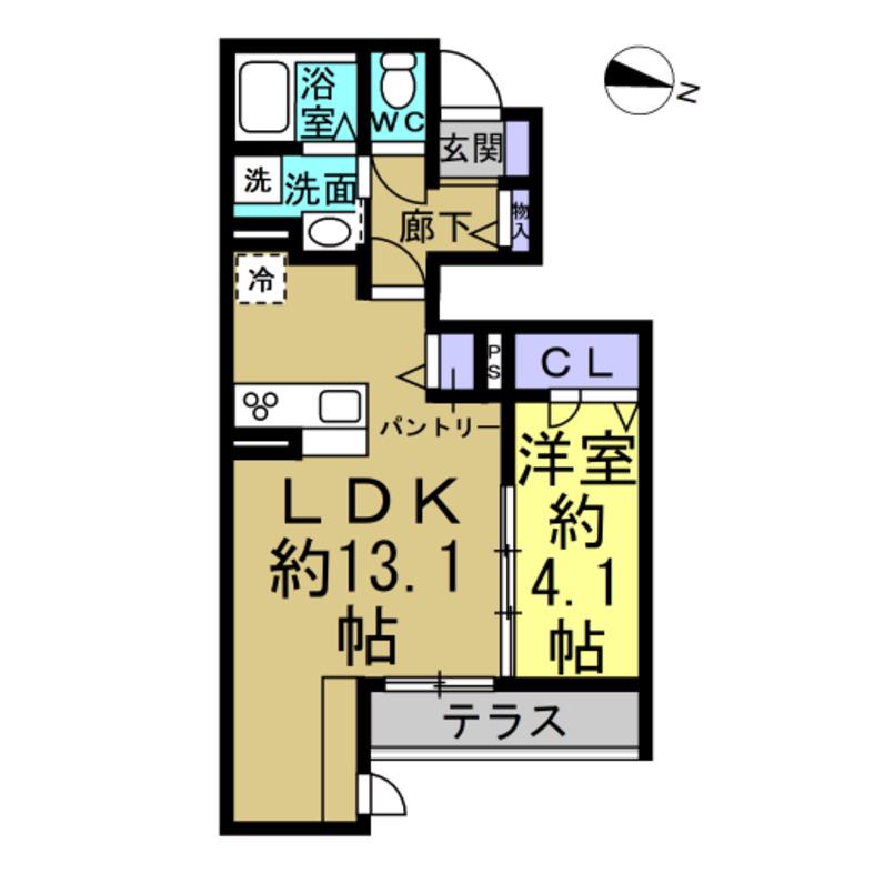 レジデンス柊山(1LDK/1階)の間取り写真