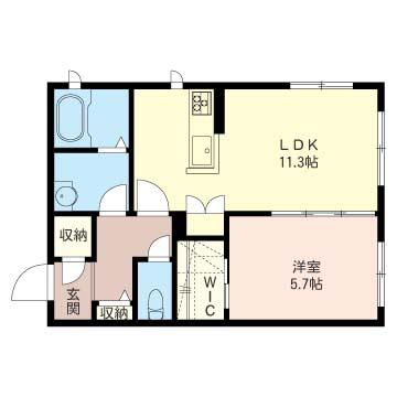 スクエアコート赤羽岩淵(1LDK/3階)の間取り写真