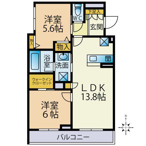 アイゾーン末広(2LDK/3階)の間取り写真