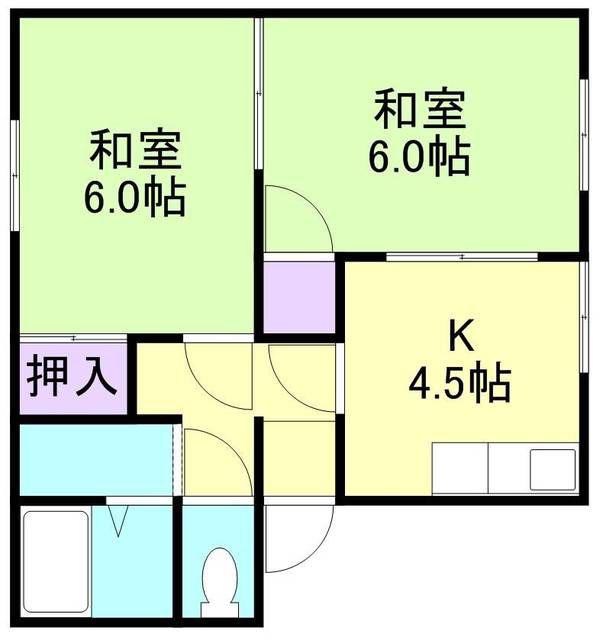 ビューラー広崎II(2K/1階)の間取り写真