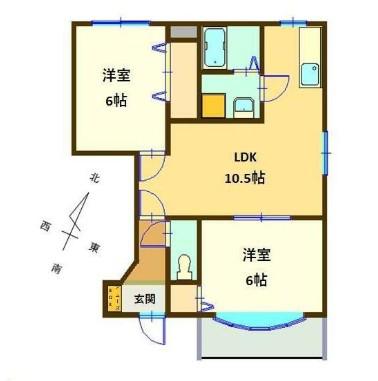 メゾンウイング(2LDK/1階)の間取り写真