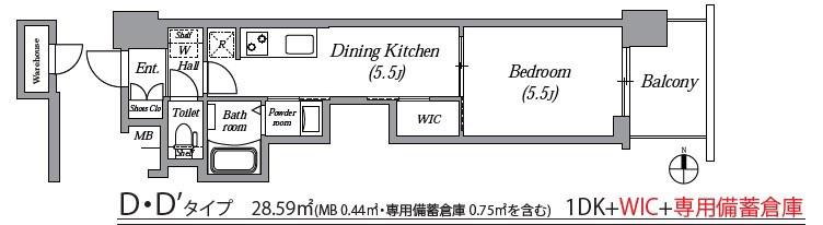 エステムコート名古屋平安通クチュール(1DK/3階)の間取り写真