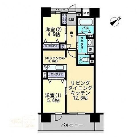アルファライフ宇多津駅前(2LDK/2階)の間取り写真
