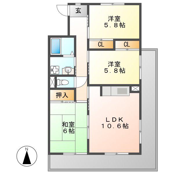 セブンスズキⅡ(3LDK/1階)の間取り写真