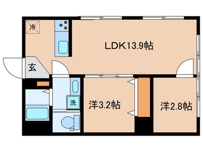 茗荷谷ハウス(2LDK/3階)の間取り写真