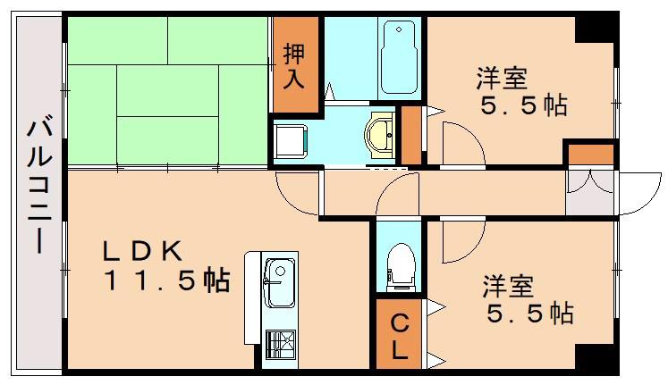 ルネス・コスモ(3LDK/6階)の間取り写真