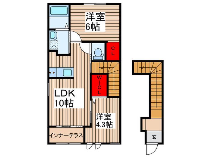 ラグーザI(2LDK/2階)の間取り写真