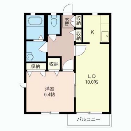 メゾンディアス(1LDK/1階)の間取り写真