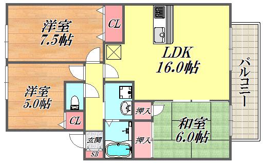 VILLA98(3LDK/2階)の間取り写真