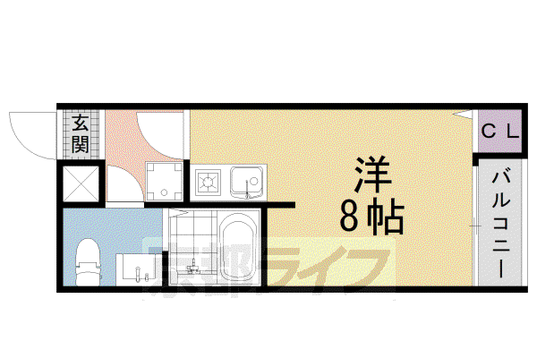 KYOTO HOUSE東寺(1K/1階)の間取り写真