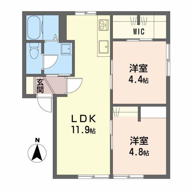 メゾン開華(2LDK/1階)の間取り写真