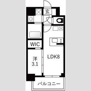 エスリードレジデンス ザ・クラン大阪福島クラス(1LDK/13階)の間取り写真