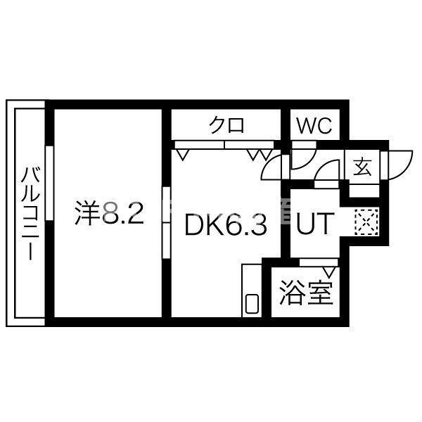 フィレンツェなんば南(1DK/9階)の間取り写真