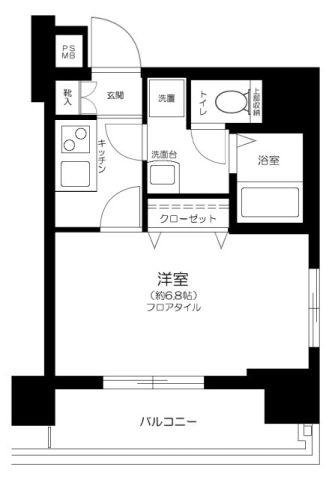 トーシンフェニックス南麻布(1K/7階)の間取り写真