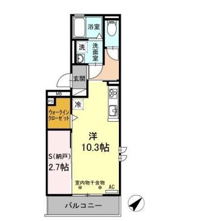 アンセム(1SK/3階)の間取り写真
