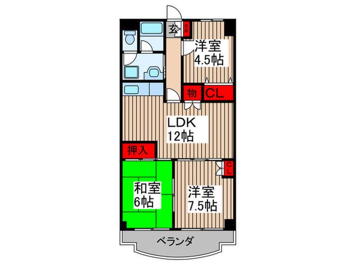 シャルマン5(3LDK/5階)の間取り写真