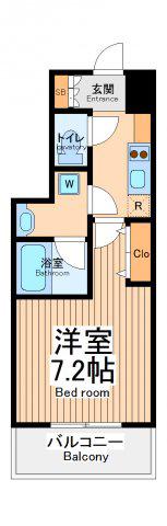 ズーム府中(1K/7階)の間取り写真