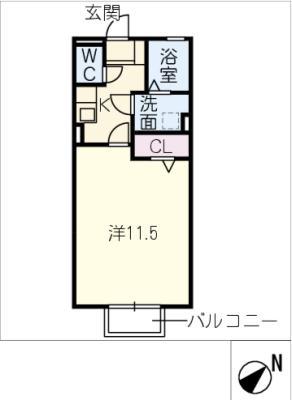 レジデンス芝田(1K/2階)の間取り写真