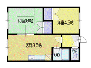 向陽ハイツI(2DK/2階)の間取り写真