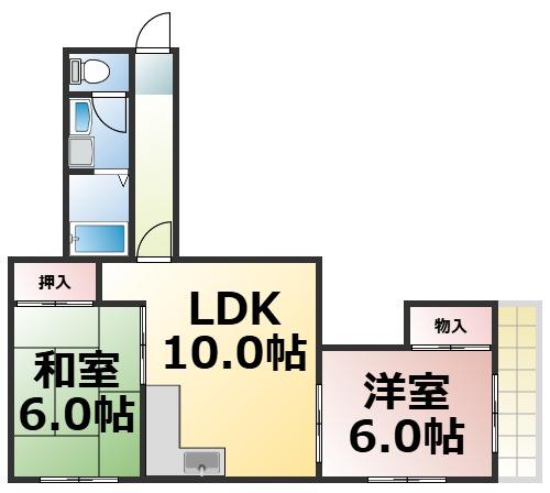 スマイルハイツ大今里西(2LDK/2階)の間取り写真