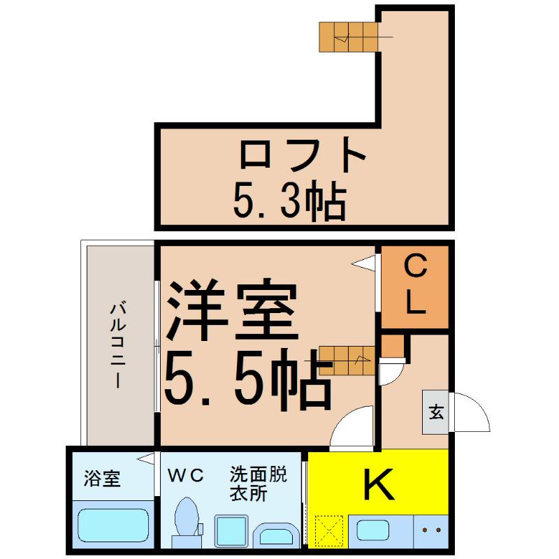 AGNS(1SK/2階)の間取り写真