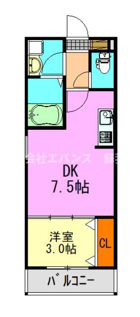 ジーメゾン千葉村田町ヴィエラ(1DK/2階)の間取り写真