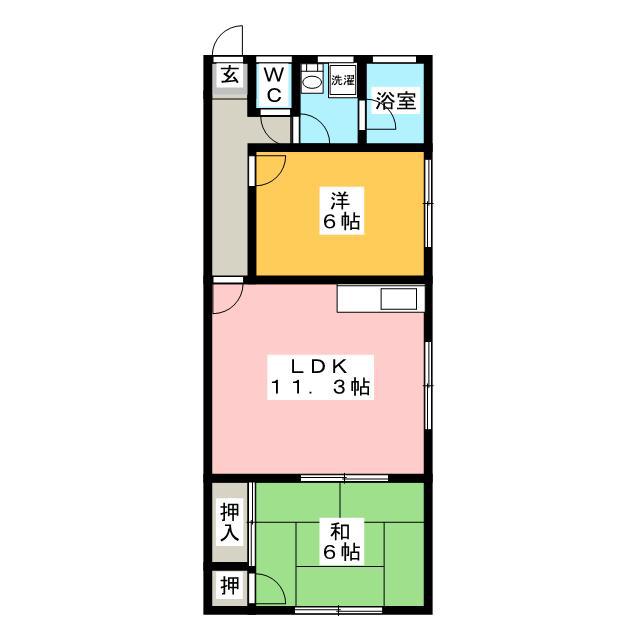 オータム桃山A(2LDK/1階)の間取り写真