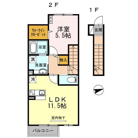 D-ROOM KUKI(1LDK/2階)の間取り写真