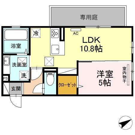 ボナール・三ツ石(1LDK/1階)の間取り写真