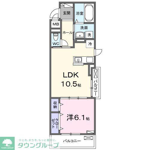 ランドブルーム(1LDK/1階)の間取り写真
