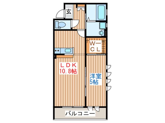 ボルツVI(1LDK/2階)の間取り写真